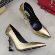 Saint Laurent Opyum Pumps Women Smooth Leather Gold