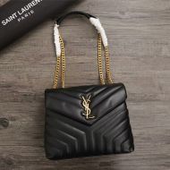 Saint Laurent Small Loulou Chain Bag In Y Matelasse Leather Black/Gold