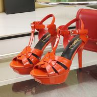 Saint Laurent Tribute Platform Sandals Women Patent Leather Orange