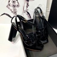 Saint Laurent Tribute Platform Sandals Women Patent Leather Black