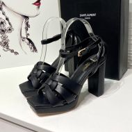 Saint Laurent Tribute Platform Sandals Women Smooth Leather Black