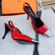 Saint Laurent Blade Slingback Pumps Women Patent Leather Red