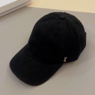 Saint Laurent Cassandre Baseball Cap In Canvas Black