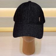 Saint Laurent Cassandre Baseball Cap In Denim Black