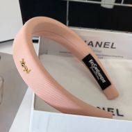 Saint Laurent Cassandre Headband In Cotton Cloth Pink