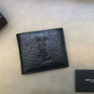 Saint Laurent Small Monogram East/West Wallet In Crocodile Embossed Leather Black