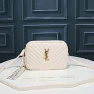 Saint Laurent Lou Camera Bag In Matelasse Leather White/Gold