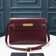 Saint Laurent Manhattan Shoulder Bag In Smooth Leather Burgundy/Gold