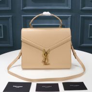 Saint Laurent Medium Cassandra Top Handle Bag In Grained Leather Apricot/Gold