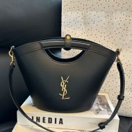 Saint Laurent Mini Celia Tote In Smooth Leather Black/Gold