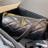 Saint Laurent Mini Sade Tube Bag In Quilted Lambskin Black/Gold