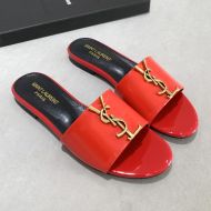 Saint Laurent Monogram Slides Women Patent Leather Red