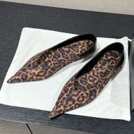 Saint Laurent Nour Flats Women Leopard Grosgrain Brown