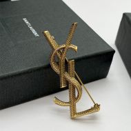 Saint Laurent Opyum Brooch In Snake Metal Gold