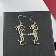 Saint Laurent Opyum Pendant Earrings In Palm Tree Metal Silver