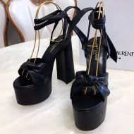 Saint Laurent Paige Platform Sandals Women Smooth Leather Black