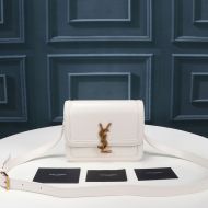 Saint Laurent Small Solferino Satchel In Box Leather White/Gold