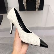 Saint Laurent Vesper Pumps Women Tweed and Leather White