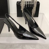 Saint Laurent Vesper Slingback Pumps Women Patent Leather Black